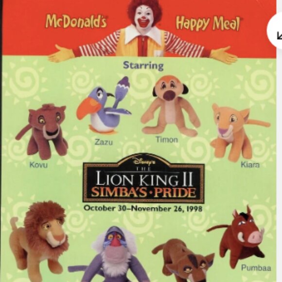 Vintage 1998 LION KING II SIMBA'S PRIDE MCDONALDS HAPPY MEAL TOYS COMPLETE SET - Picture 1 of 10